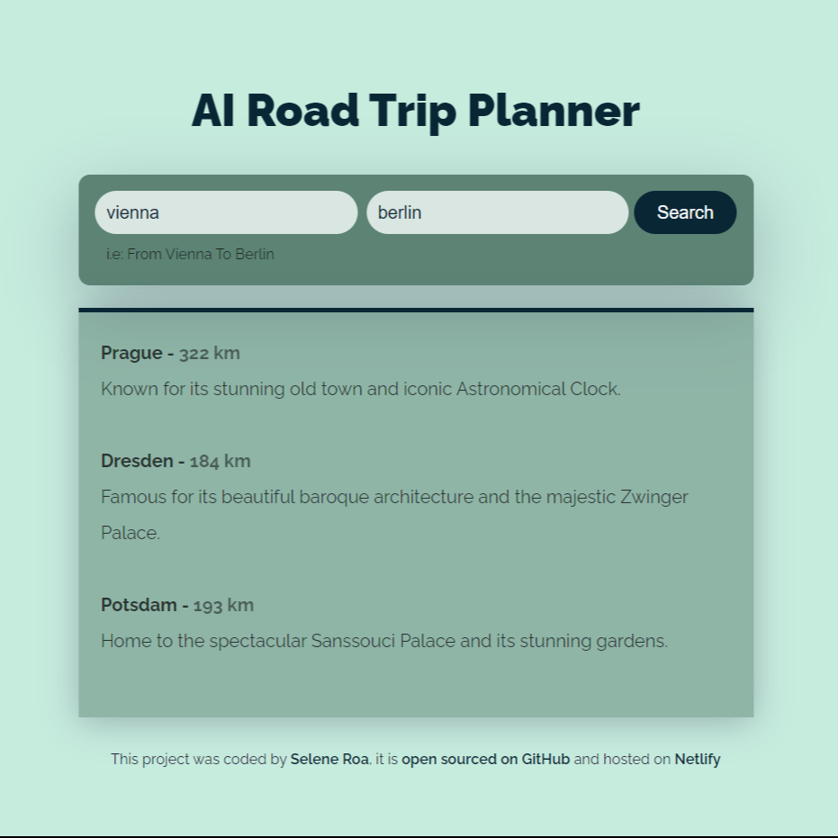 AI Road Trip Planner Project Preview